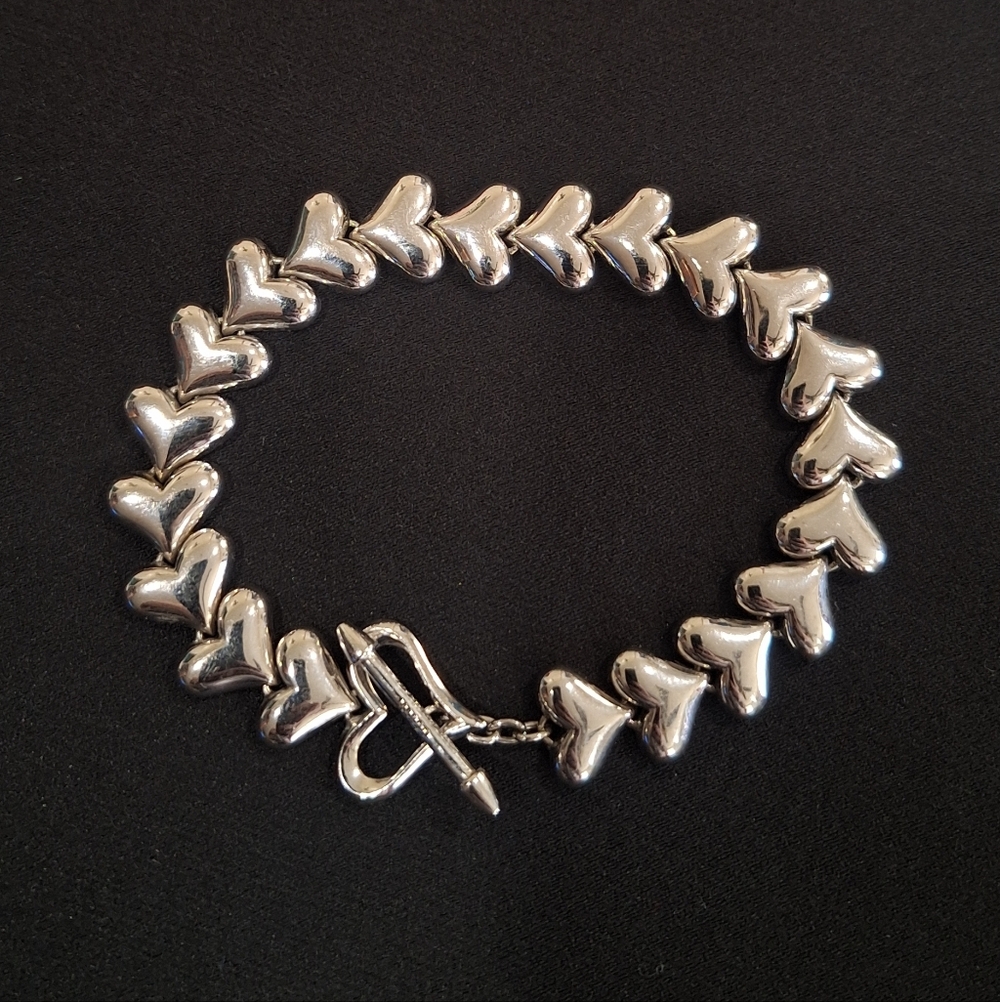 MARGO Manhattan Sterling Silver Puffy Heart Bracelet Toggle J437273 Valentine 7"
